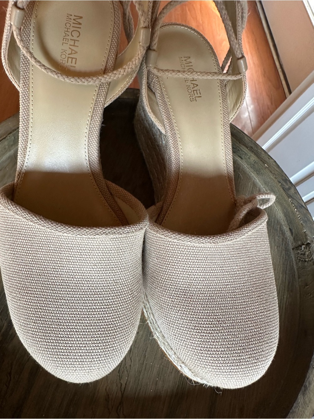 MICHAEL Michael Kors Blush Canvas Espadrille Wedge Sandals